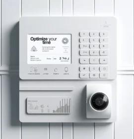 DALL·E 2024-04-10 16.45.49 - Create a professional-looking anti-intrusion alarm system for use on a corporate website, including the phrase 'Optimize Your Time' in English, with a