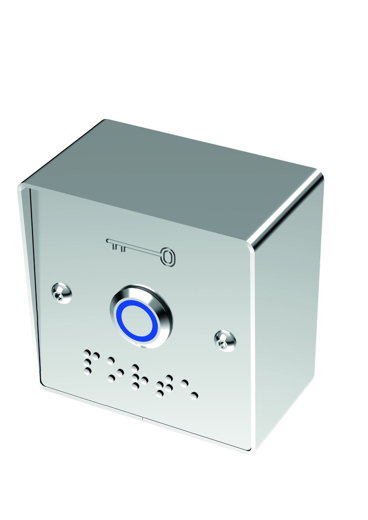Bouton poussoir bleu 6FS avec plaque braille