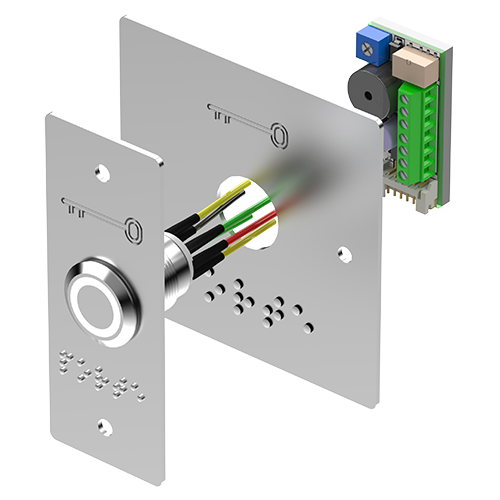 Bouton poussoir inox avec plaques étroite et large
