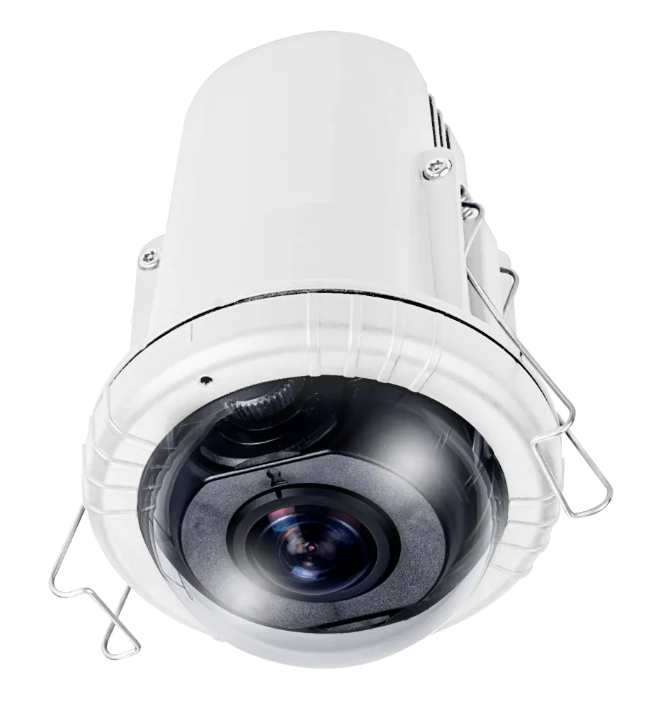 Recessed Indoor, 12M (2944x2944), 30fps, H.265/H.264/MJPEG, f1.22mm fisheye lens, F1.8, Day/Night, WDR Pro, Local Dewarp, PoE, Built-in Mic, MicroSD/SDHC/SDXC, Smart Stream III, Smart VCA, Operating Temp -10~50C (14~122F)