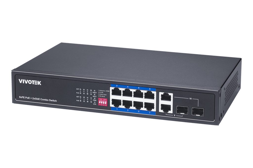 8xFE PoE + 2xGbE Combo Unmanaged Switch