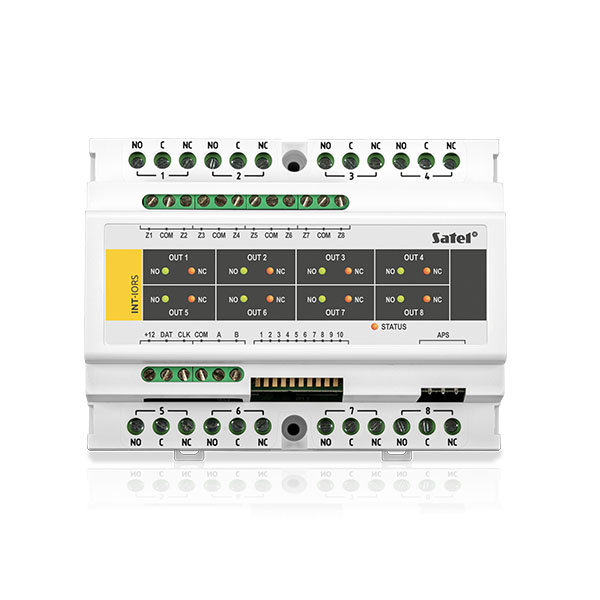 [INT-IORS] Module d'extension de zone et de sortie sur rail DIN (8 zones, 8 sorties relais pour un contrôle direct de 230 V)