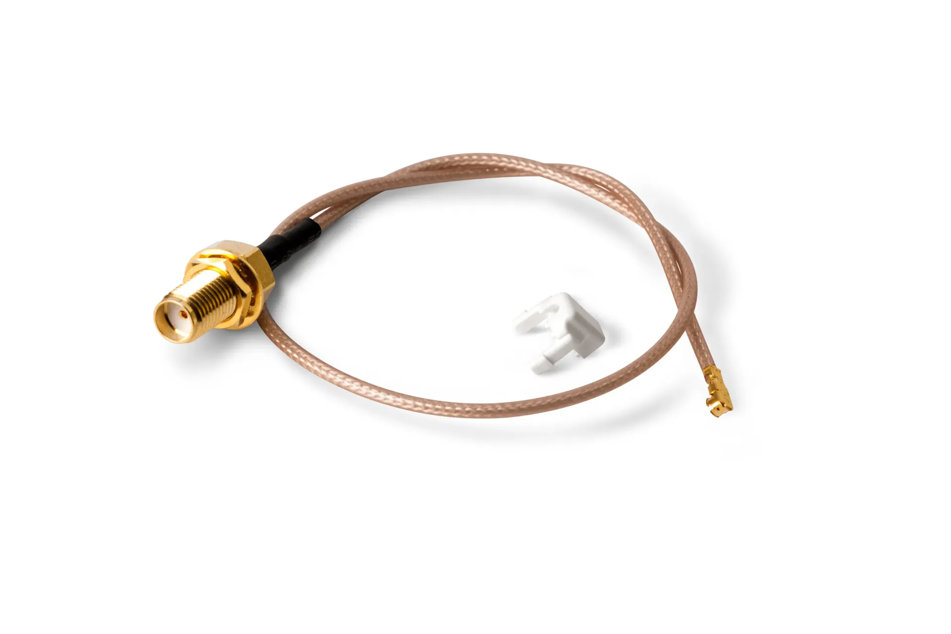 Adaptateur pour le raccordement d'une antenne externe avec connecteur SMA à un module GSM équipé d'une prise d'antenne IPX, longueur 25 cm