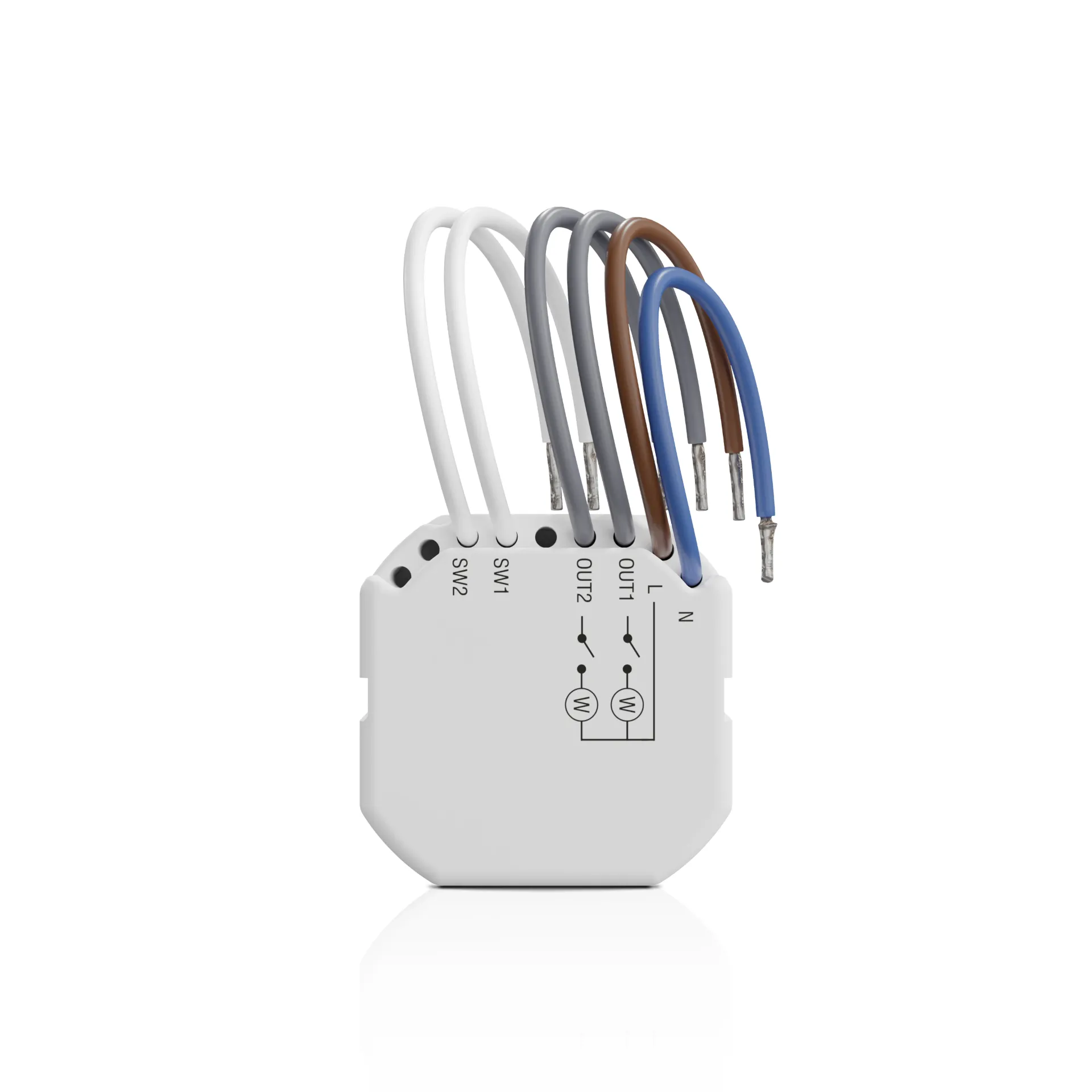 [ASW-220] Contrôleur encastré sans fil 230 V AC à deux canaux avec mesure de consommation
