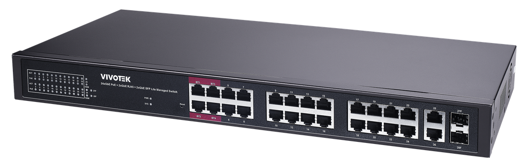 24xGE PoE + 2xGE UTP + 2xGE SFP lite managed PoE switch